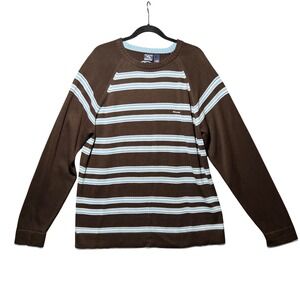 Vintage Y2K Kirra Point Break Sweater Mens XL Brown Blue Striped Surf Skate